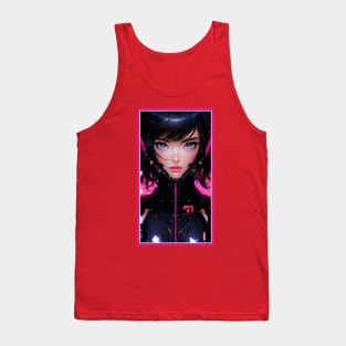 Anime Race Girl | Quality 3D Anime Artwork | Pink Red Black Blue Chibi Manga Anime Art Tank Top